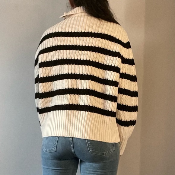 Zara Cream and Black Striped Turtleneck Sweater - Picture 5 of 10